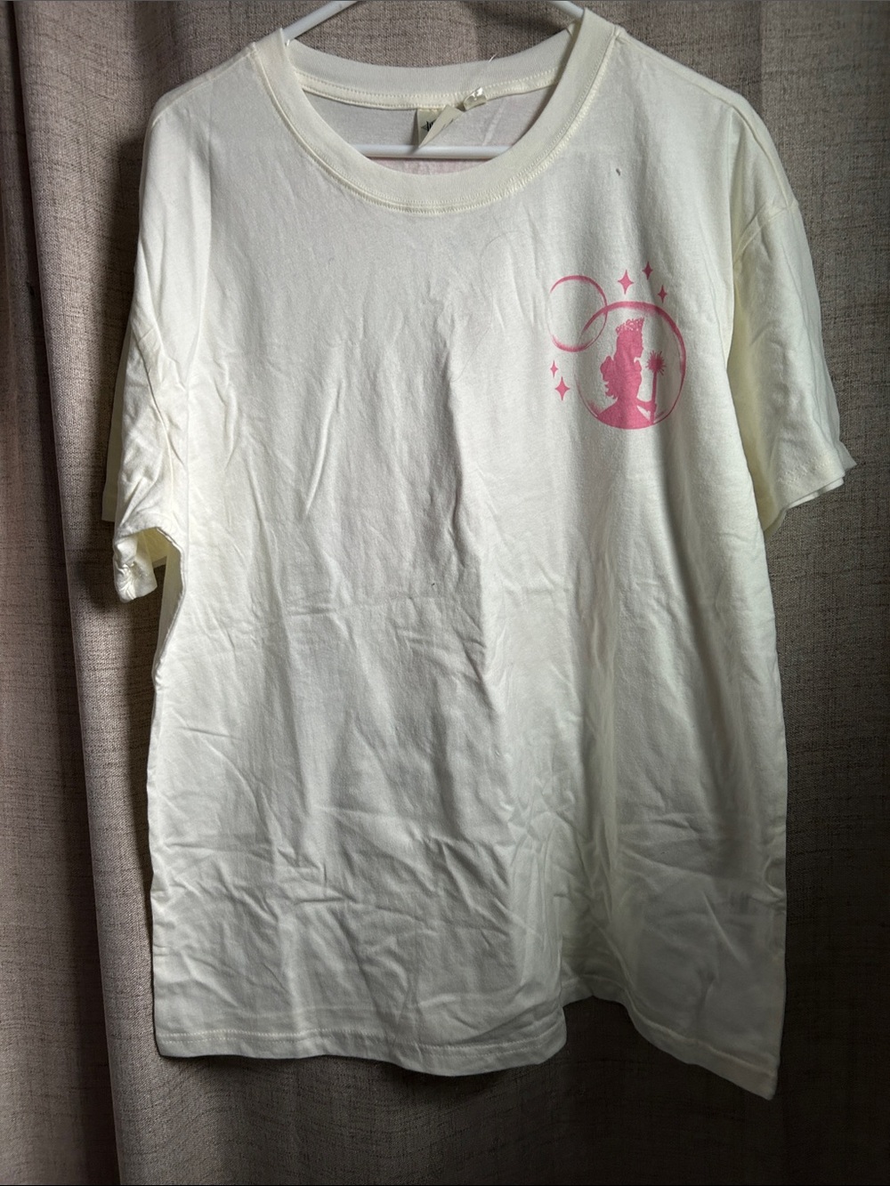 Women’s medium Wicked Cream Short Sleeve Tee with Pink Moon Graphic
